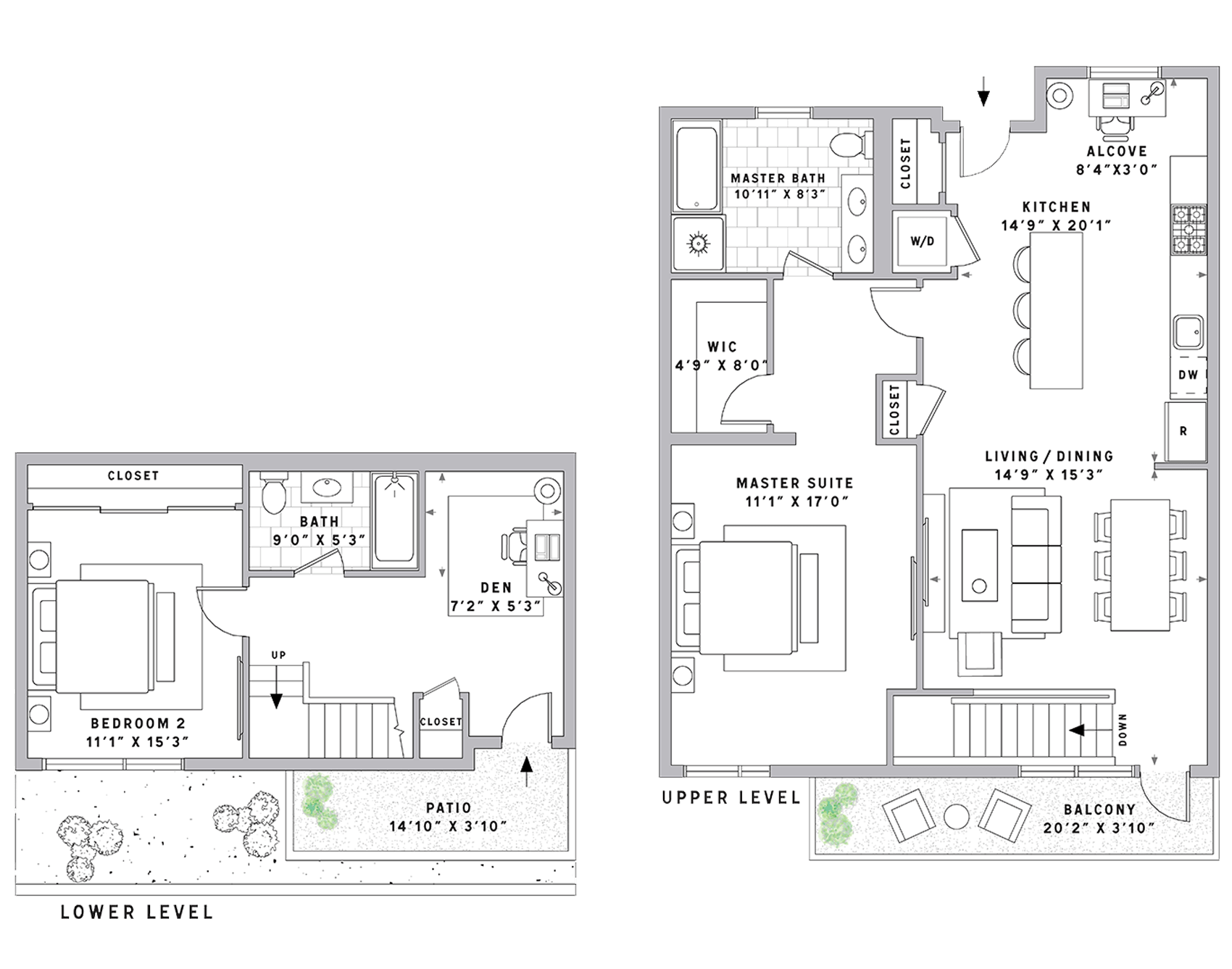 Plan TH3 2 Bedroom | 2 Bath